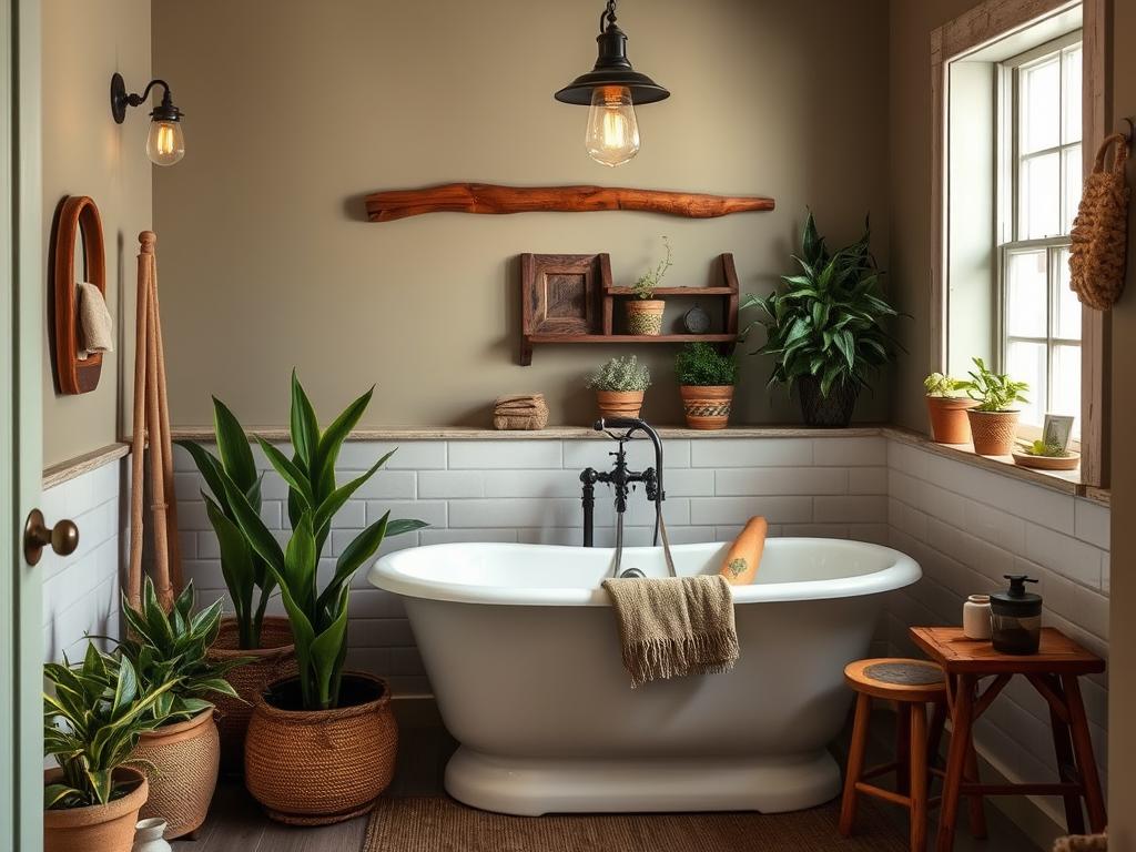 Bathroom decor with rustic colors enhances a cozy atmosphere