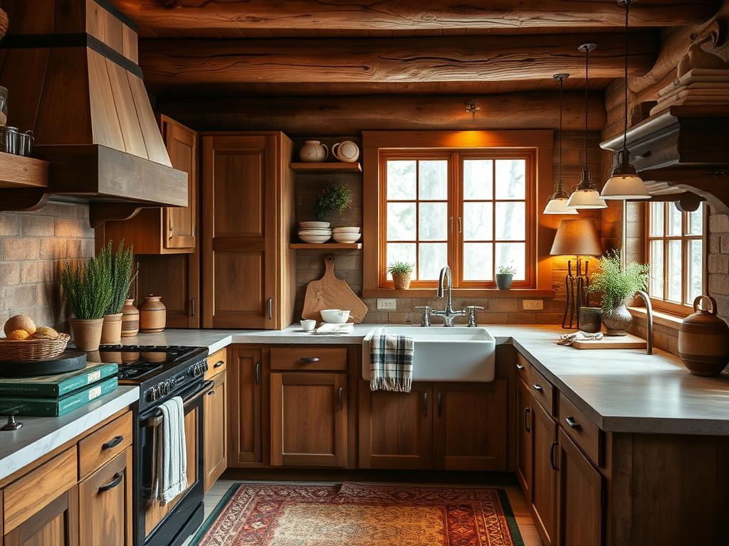 Cabin style kitchen color palette