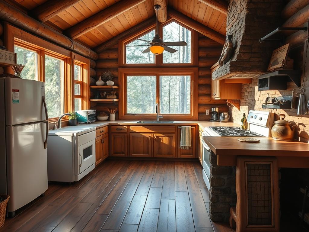 Cabin style kitchen flooring