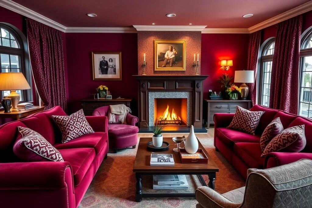 Cozy burgundy living room