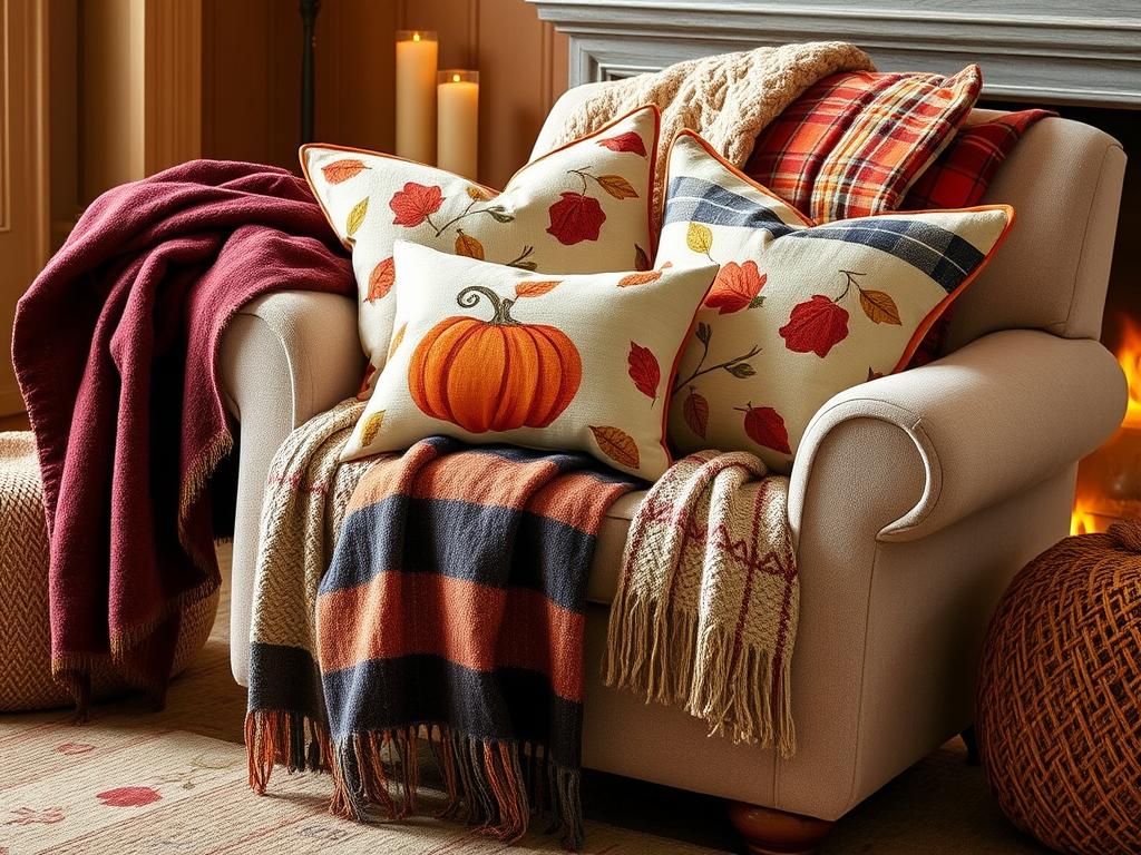 Cozy textiles with seasonal patterns