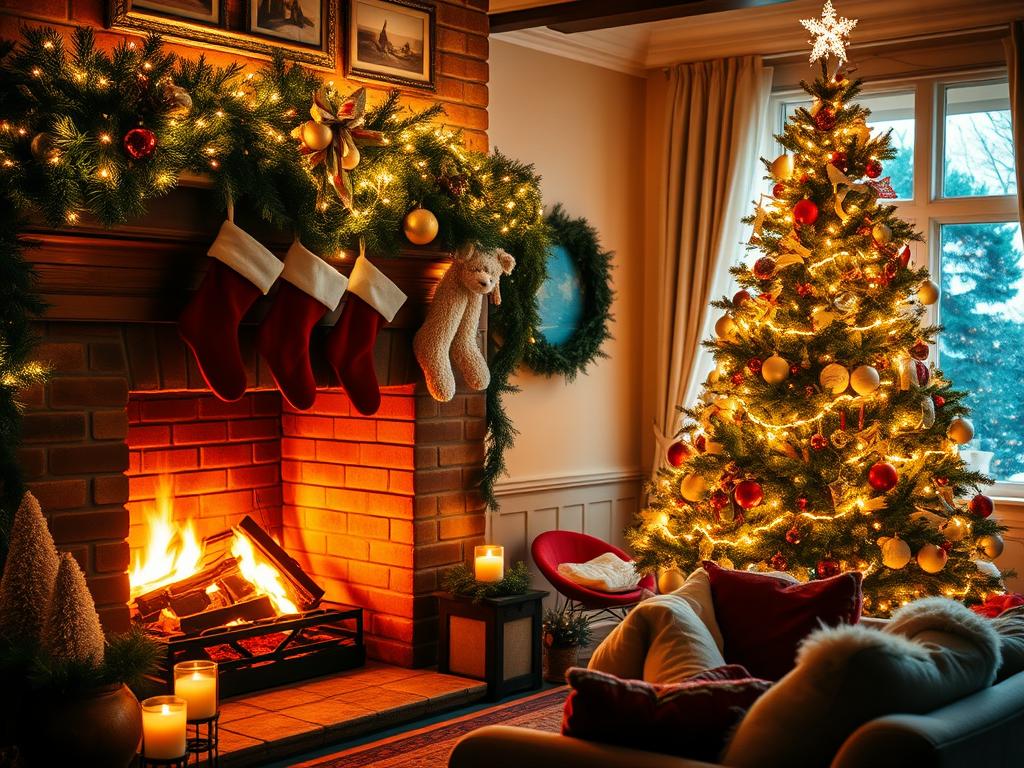 Creating a magic atmosphere around the Christmas fireplace