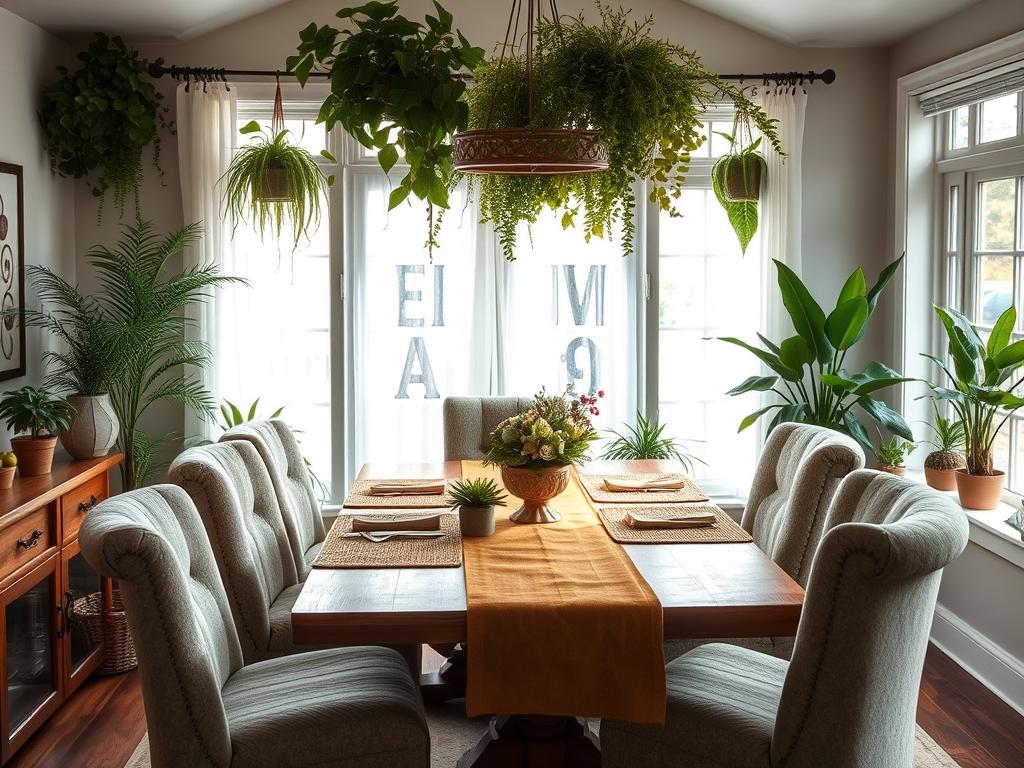 Indoor Greenery in Cozy Dining Room Decor