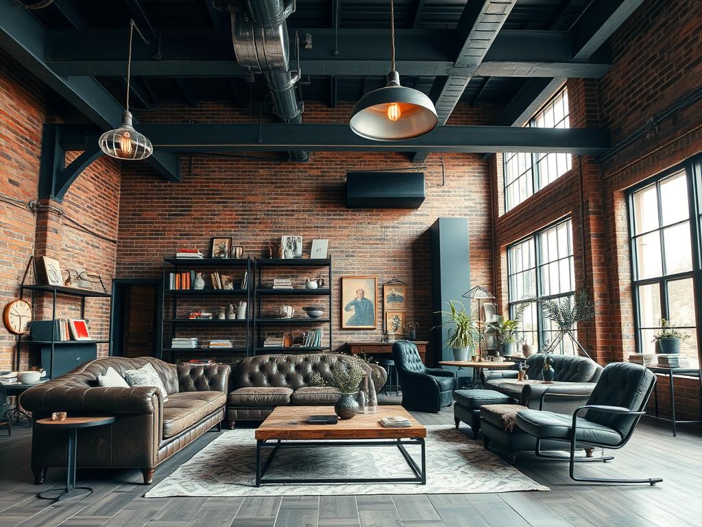 Industrial living room decor with metal accents