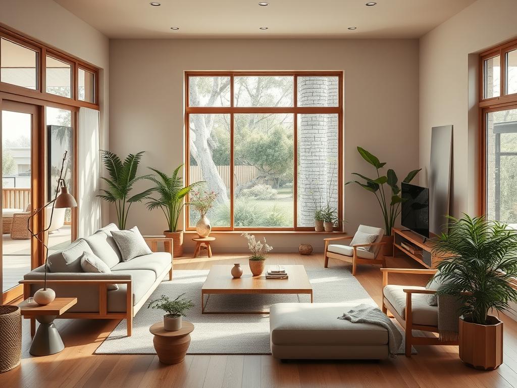 Japandi living room designs incorporating nature