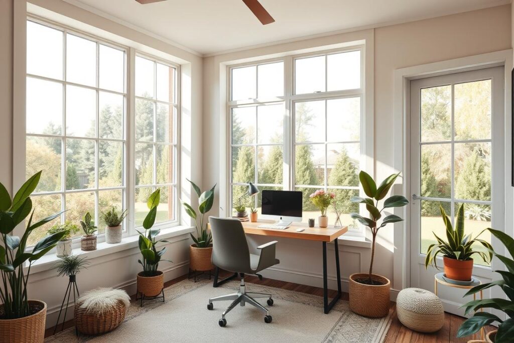 Maximizing natural light in a cozy home office