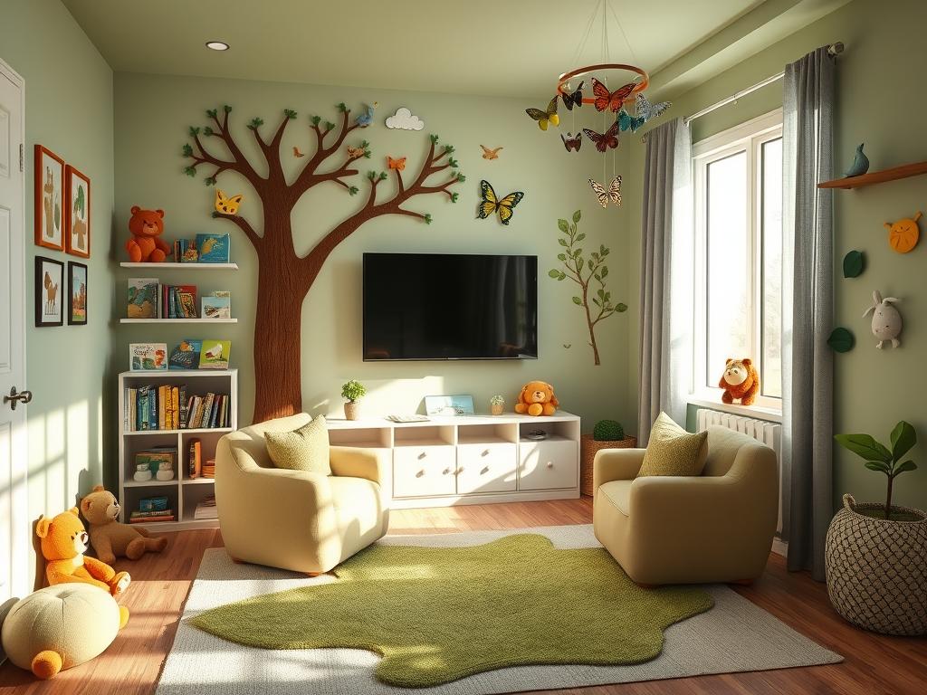 Nature-themed kids room decor