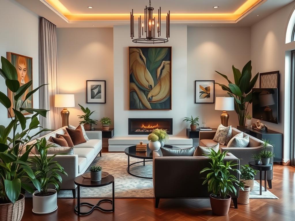 Personalized luxury living room designs with plants and decor