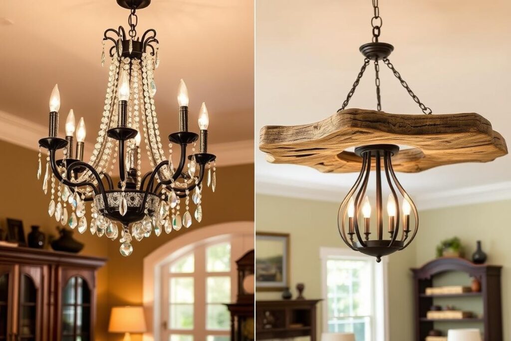 Traditional and rustic chandelier styles