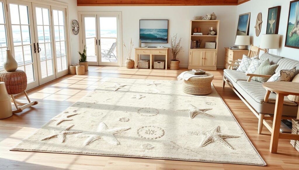 coastal rug in beach house ambiance