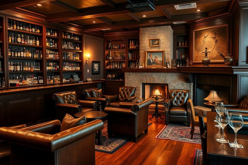 cozy whiskey lounge features