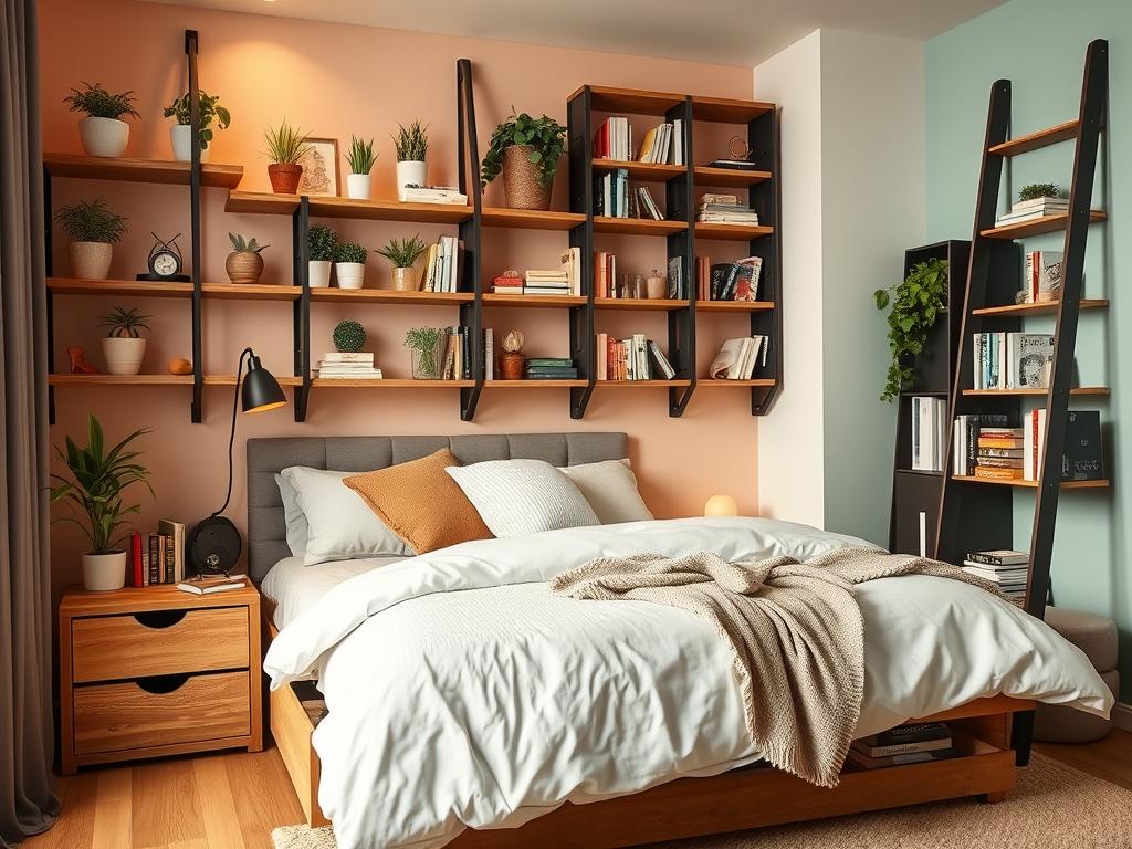 creative bedroom shelving ideas for small spaces