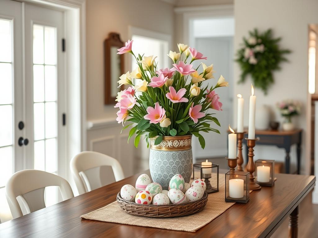 easter entryway table decor