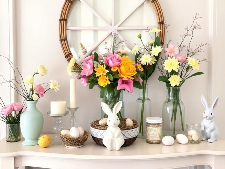 easter entryway table decor