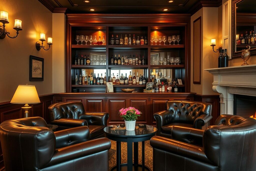 elegant whiskey lounge setup