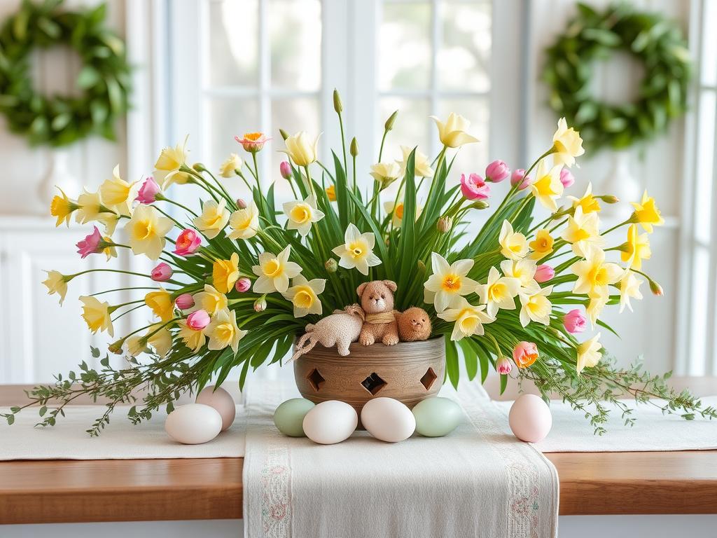 incorporating seasonal flowers into easter entrance decor