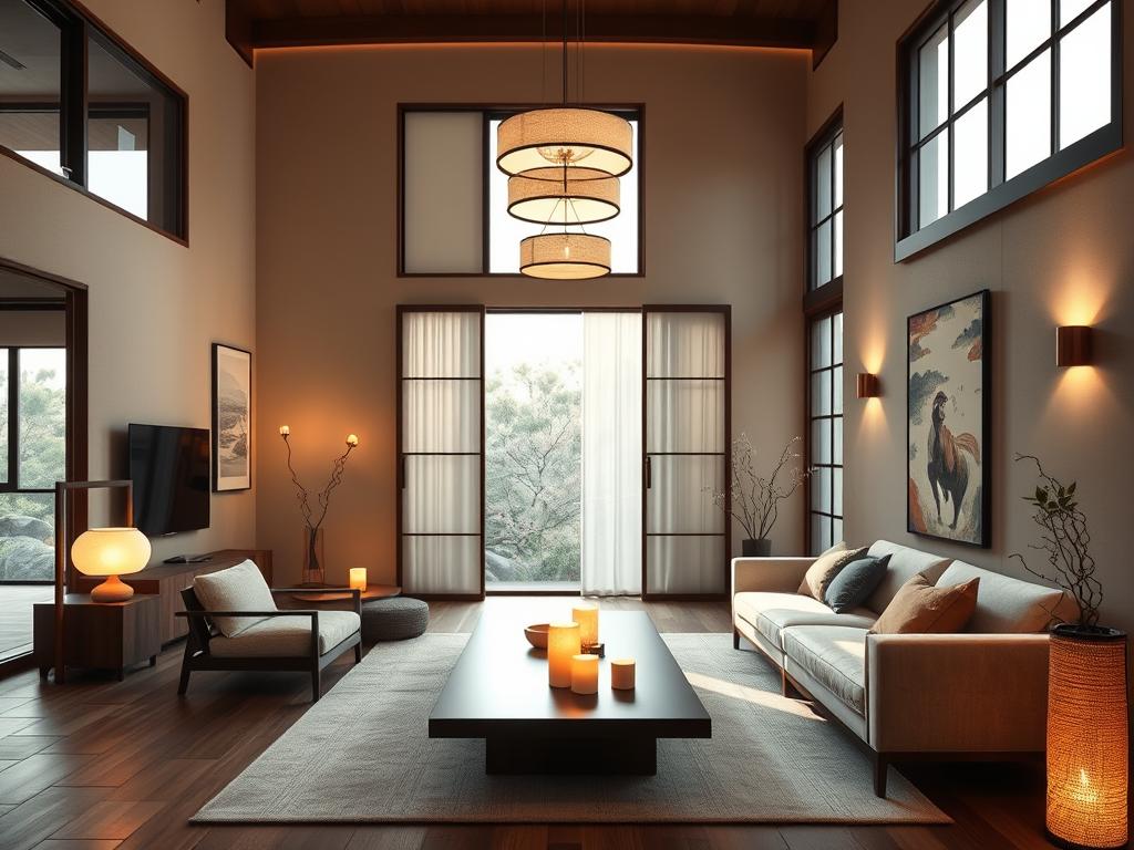 lighting tips for Japandi living rooms