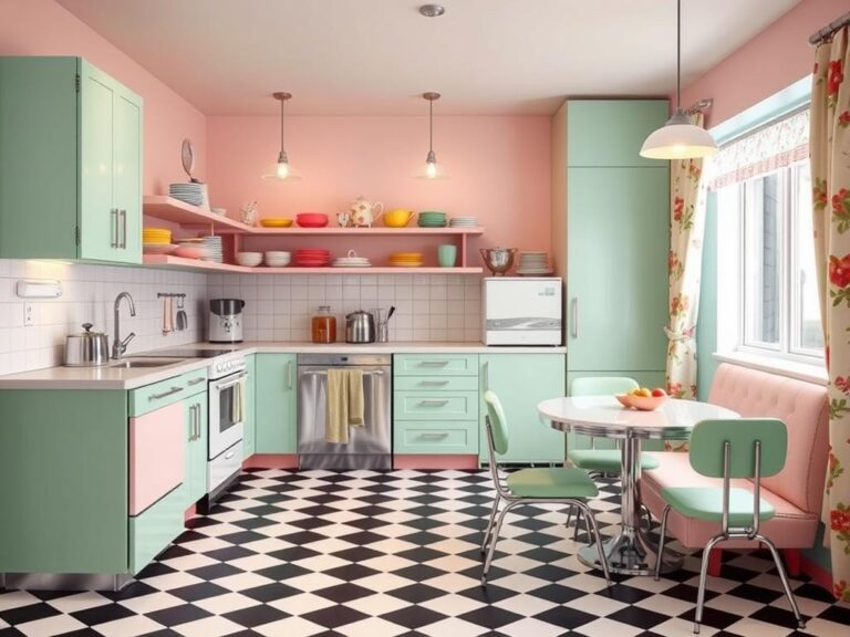 modern kitchen with a 50s style and feel