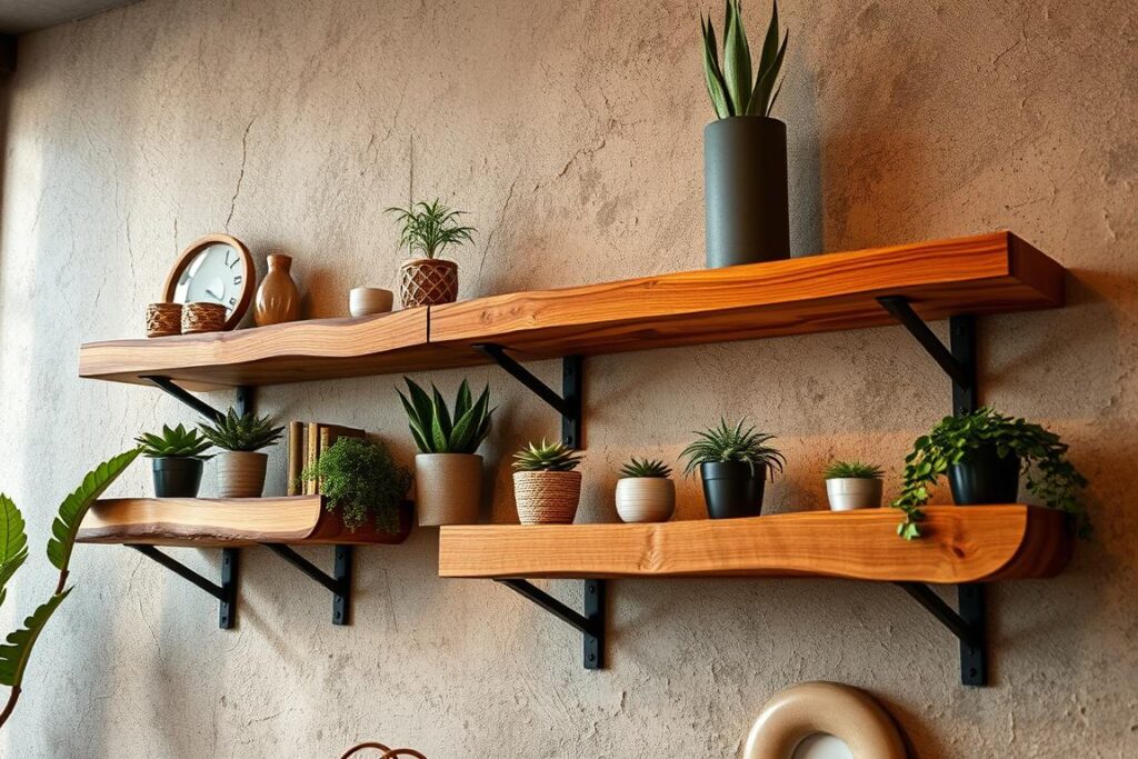 mounting natural wood shelves