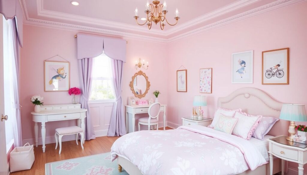 pastel color schemes in girls' bedroom decor