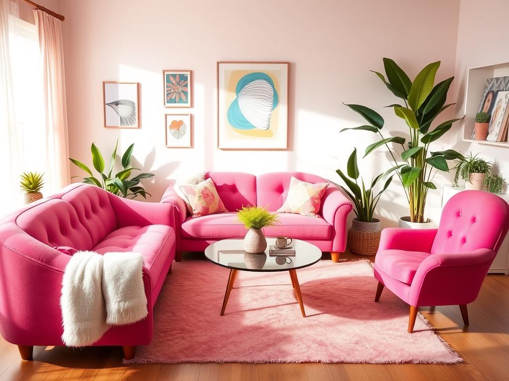 playful home aesthetics pink furniture