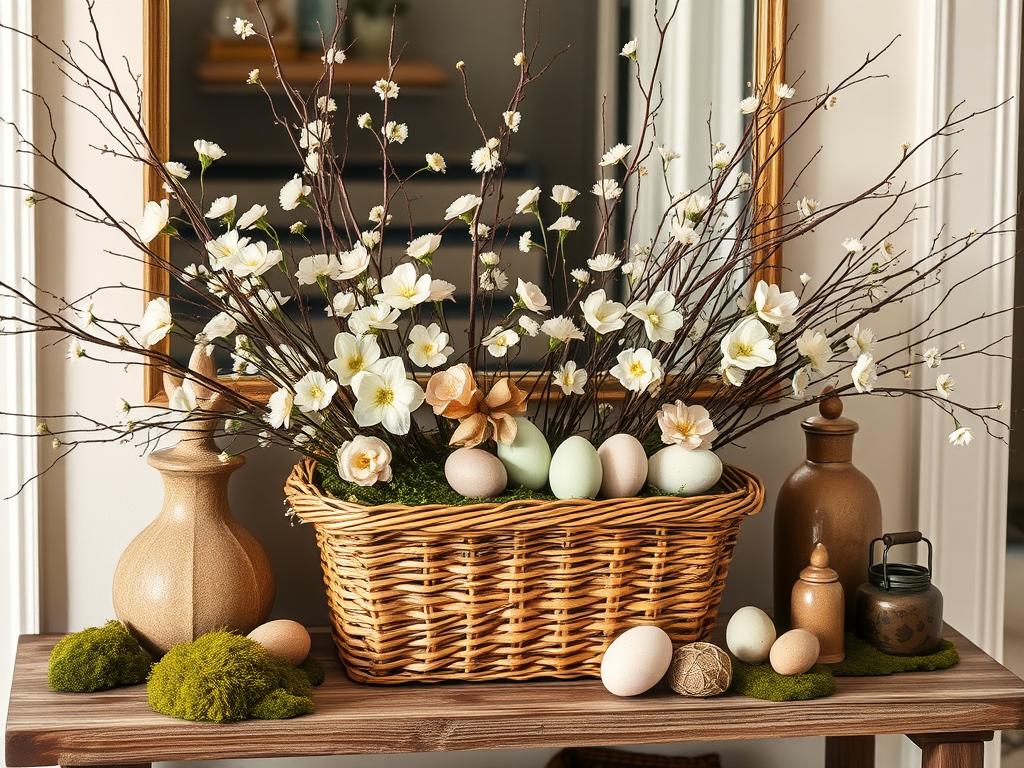 seasonal entryway styling with nature-inspired elements