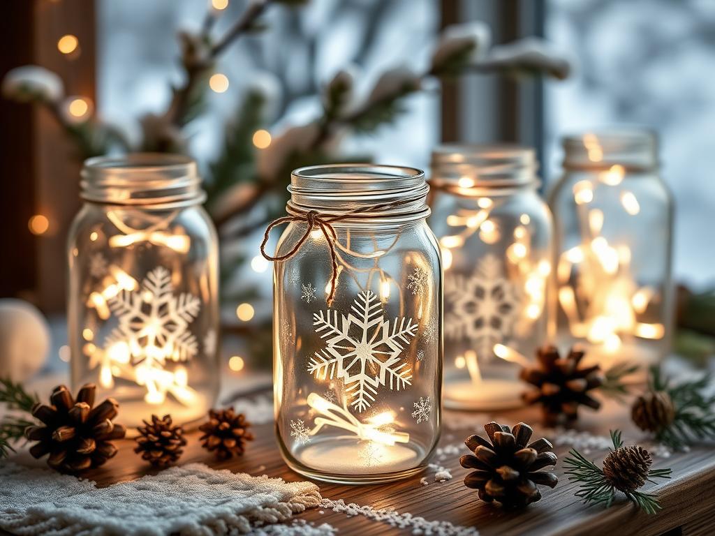 snowflake mason jars