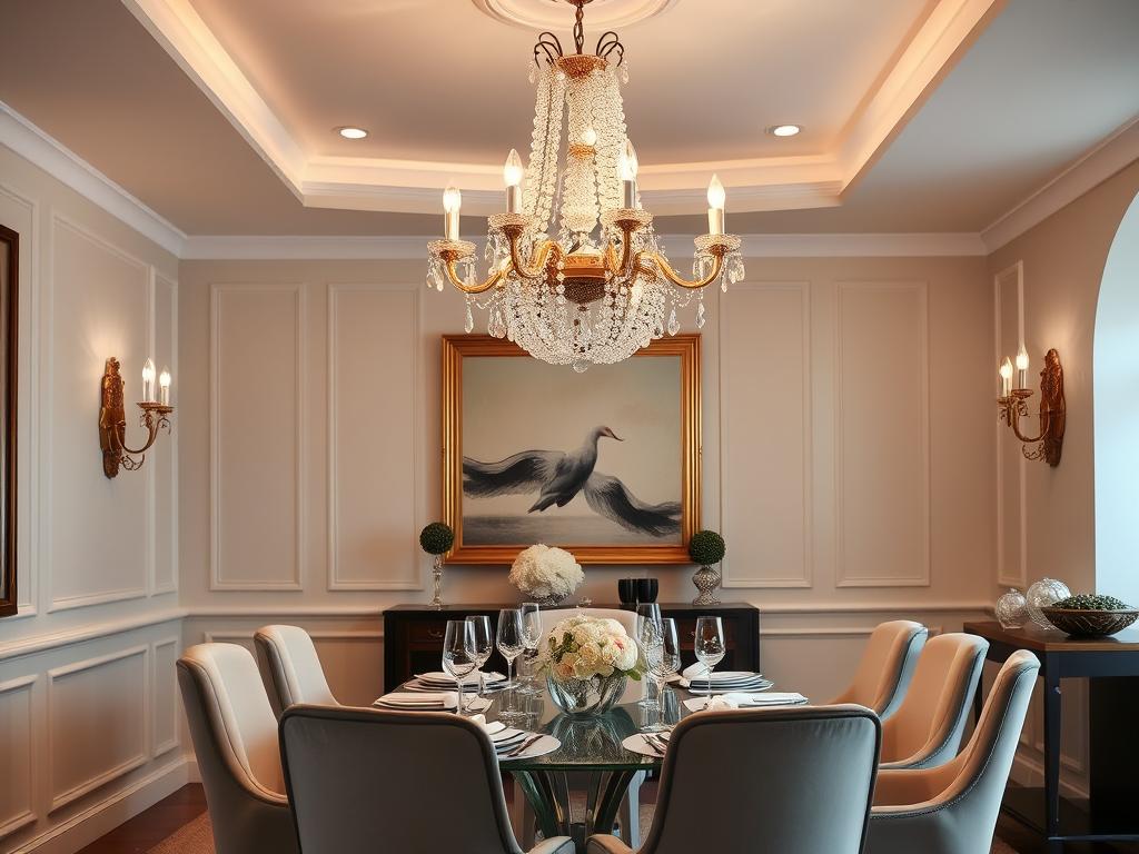 sophisticated dining space lighting