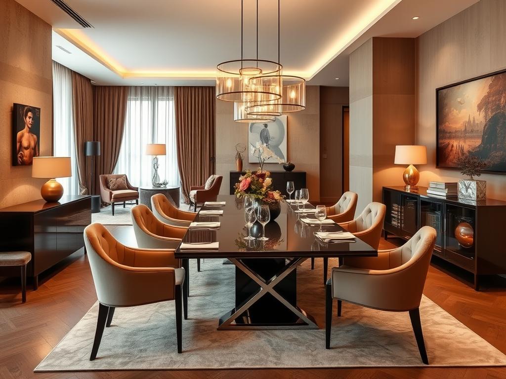 stylish furniture in an elegant dining room