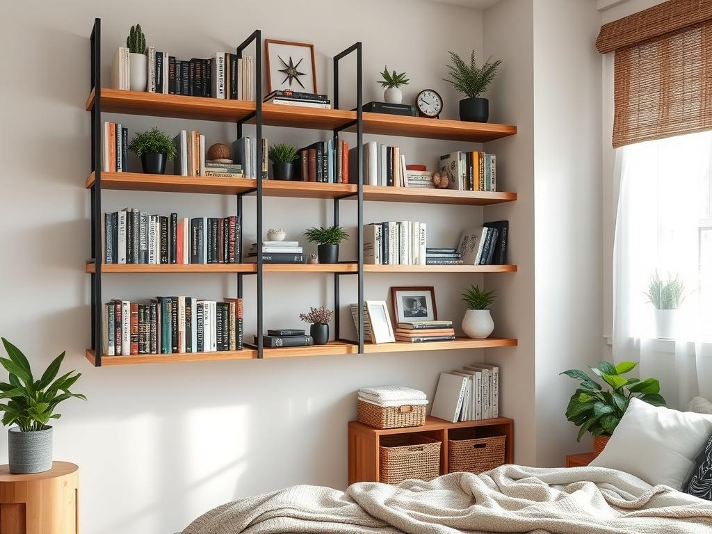 using shelves for the bedroom