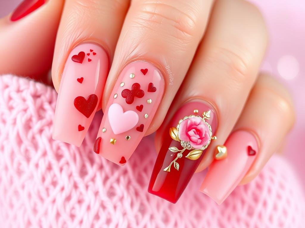 Valentine’s day nails square