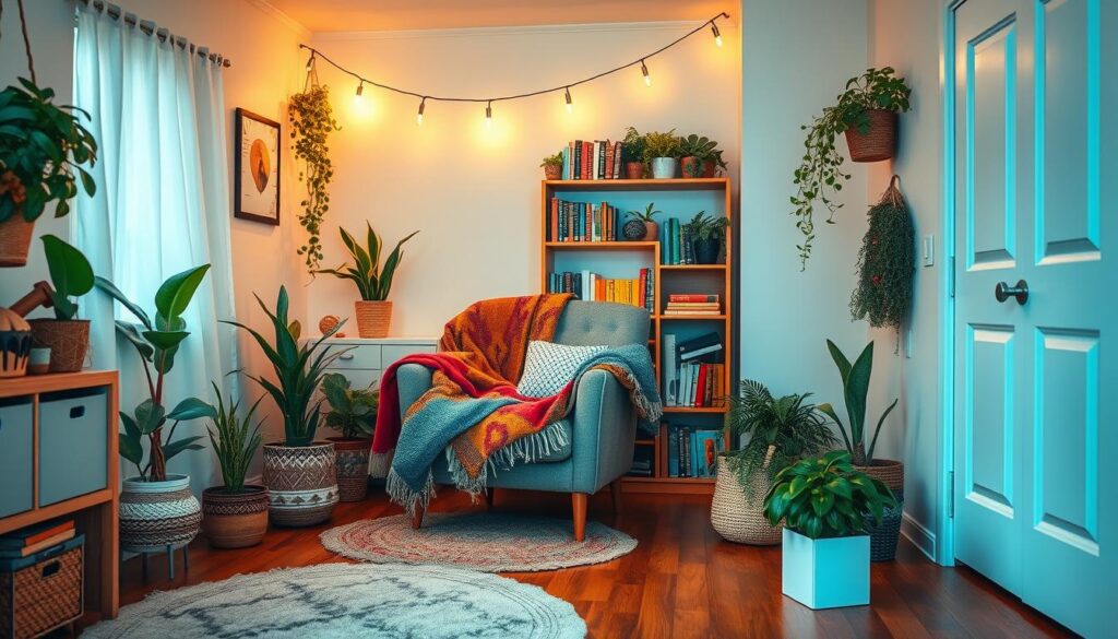 cozy reading nook in a bedroom