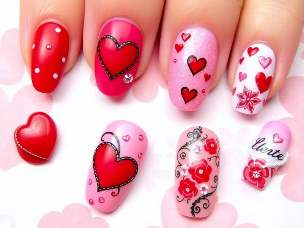 festive nails for valentines day