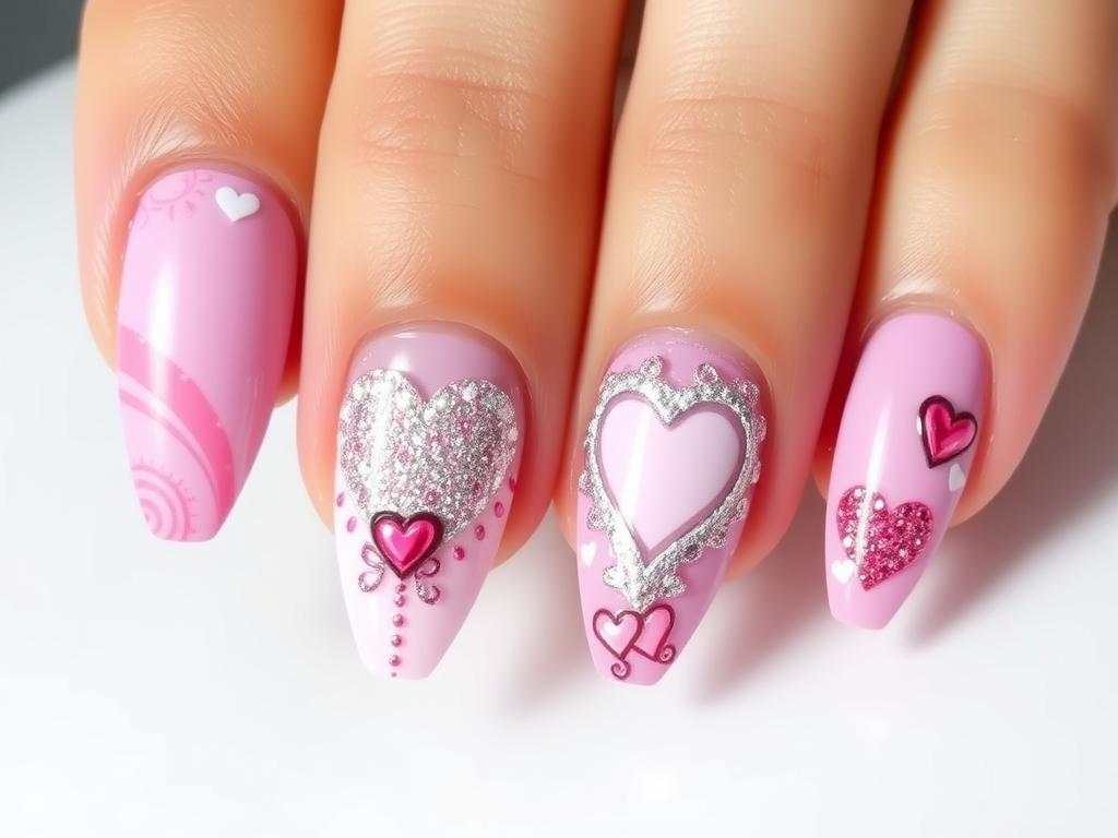 heart nail design