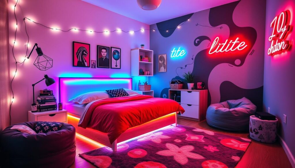 lighting techniques in trendy teen bedroom accessories