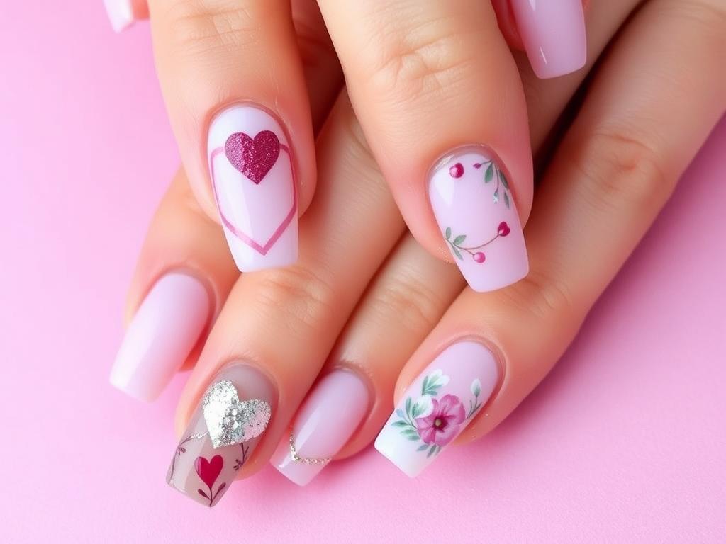 valentine's day nail art square