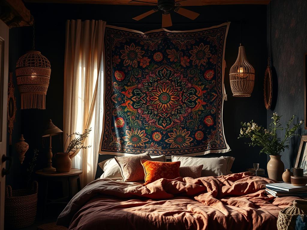 bohemian tapestry ideas for bedroom décor