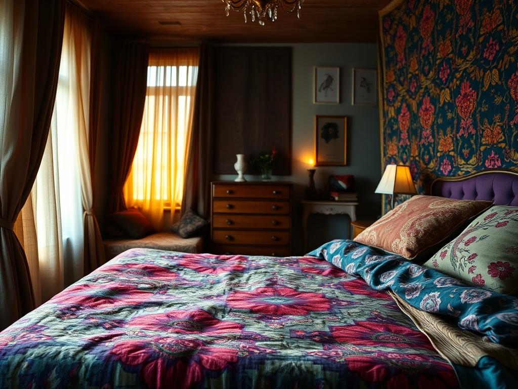 colorful tapestry bedroom