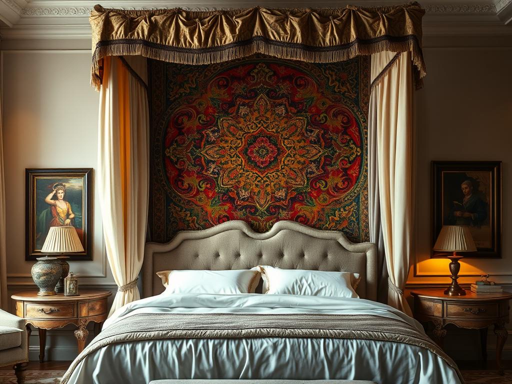 tapestry behind bed